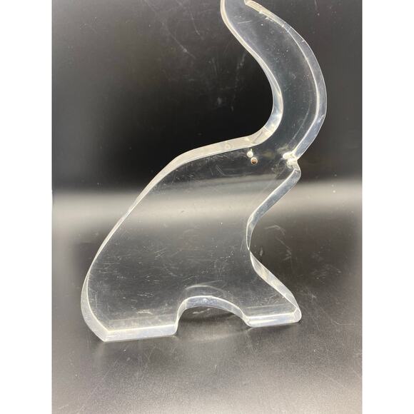 Vintage Two Lucite Elephants Minimalism Unsigned 12 inch and‎ 9-inch Brass eyes - Picture 3 of 10